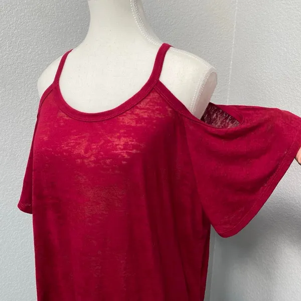 Harley Davidson Cold Shoulder Cutout Top Allover Burnout Flowy High Low Hem Y2k - Image 3
