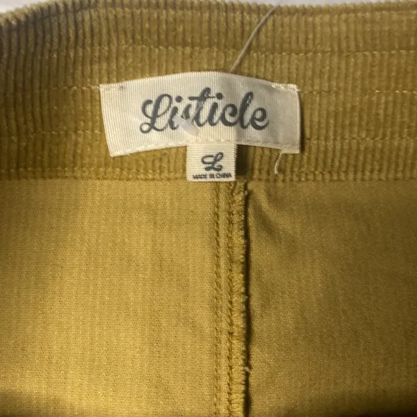 Listicle Mustard Yellow Corduroy Button Front A-Line Mini Skirt Size L - Image 3