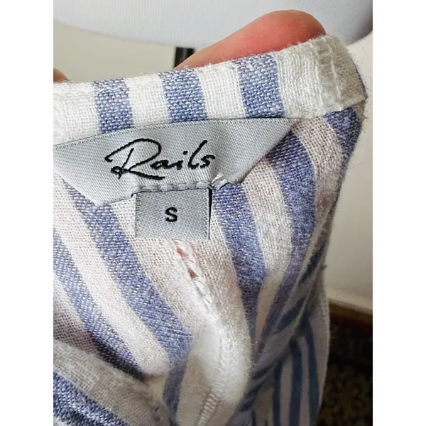 Rails Blue and White Striped Tara Catalina Ruffle Hem Mini Dress - Image 4
