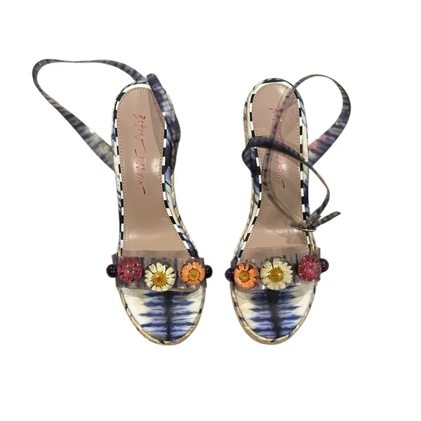Betsey Johnson Floral Ankle Strap Wedge Shoes - Image 3