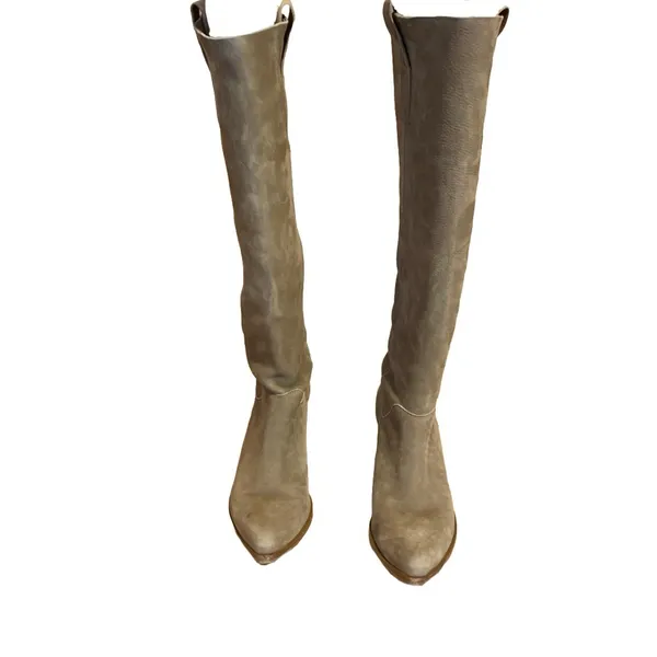 Steven By Steve Madden Taupe Brown Suede Heeled Calf High Boots (7) - Image 2