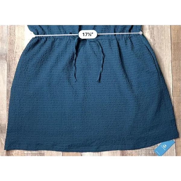 Cupshe Blue Crinkle Dolman Drawstring‎ Dress Cover Up LARGE Travel Casual NWT - Image 7