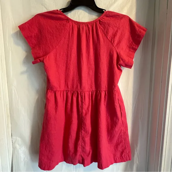 Universal Thread Pink Linen‎ Blend V-Neck Babydoll Mini Dress Women’s Sz Small - Image 2