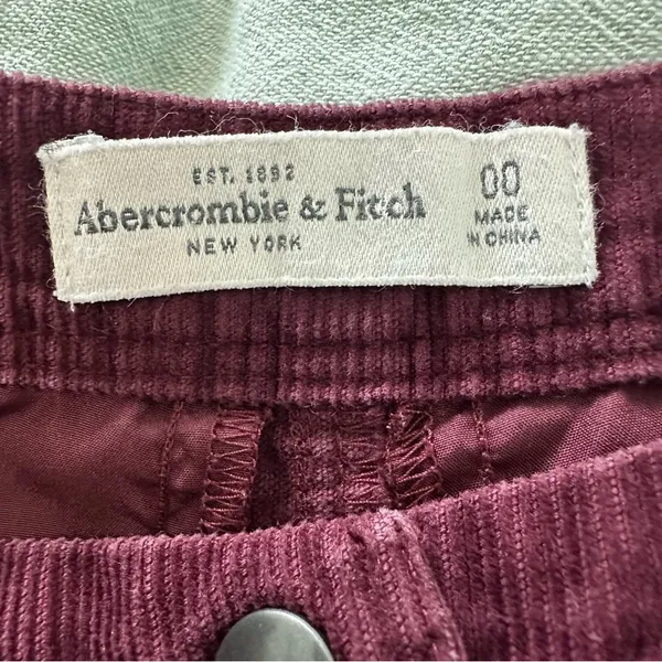 Abercrombie & Fitch Women’s Burgundy Y2K Button-Up Corduroy Skirt Size 00 - Image 4