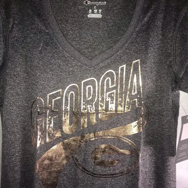 Champion NCAA Georgia Bulldogs Jersey TSHIRT small gray & gold - Image 2