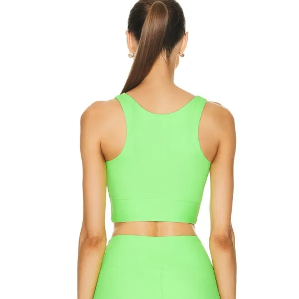 Year of Ours Gym Crop Bra Ribbed Tank‎ Neon Kiwi Green XS - Image 2
