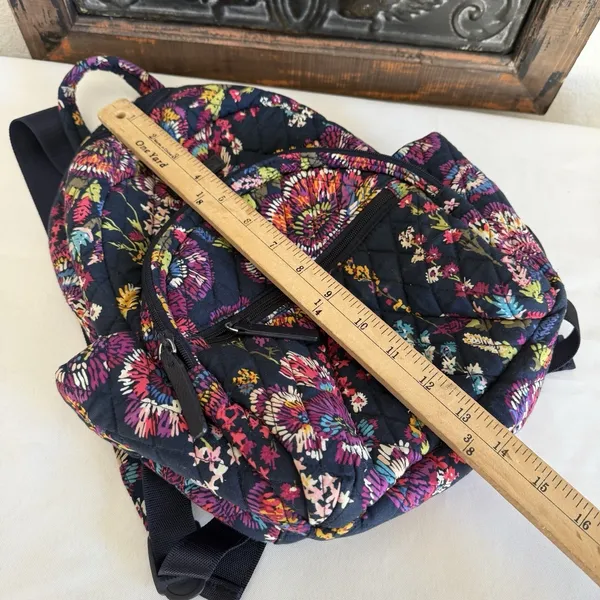 Vera Bradley Small Zipper Backpack Midnight Wildflowers‎ Travel Boho Artsy - Image 9