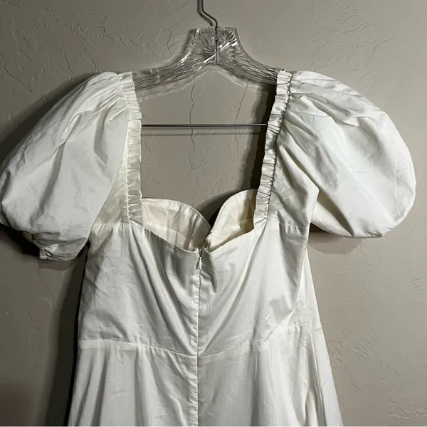 Alamour the‎ Label Katina Poplin Bustier Puff Sleeves Ruffle White Midi Dress - Image 11