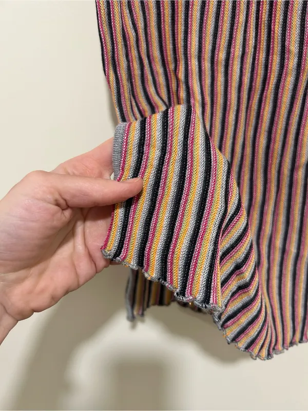 One Grey Day Retro Striped Ribbed Midi Skirt Multi-Color Size Small - Image 6