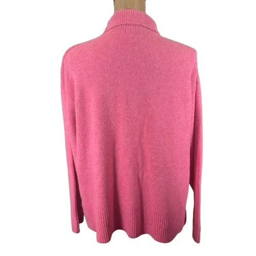 J.Crew Mock Neck Sweater Extra Soft Yarn Hot Pink Preppy Chic Knit Size Large - Image 2