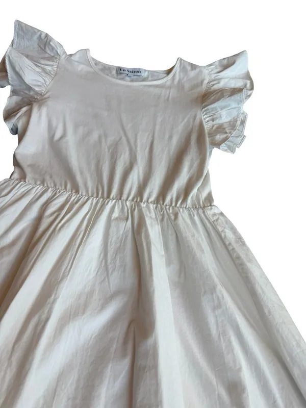 En Saison White A-Line Dress Flowy Sleeves Cotton Blend Stretch Size Medium - Image 7