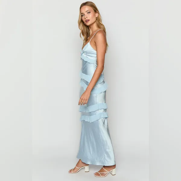 Beginning Boutique Inara Blue Ruffle Maxi Dress - Size 12 - Image 8