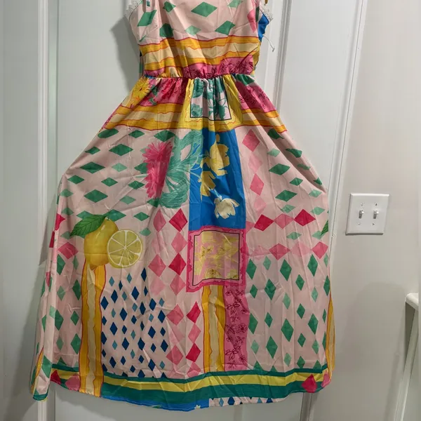 SheIn Vibrant Geometric Floral Midi Dress - Image 5