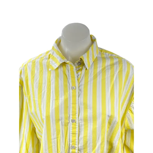 Aerie Women's Yellow Striped Poplin Long Sleeve Button Down Shirt Top Size XS - Image 2