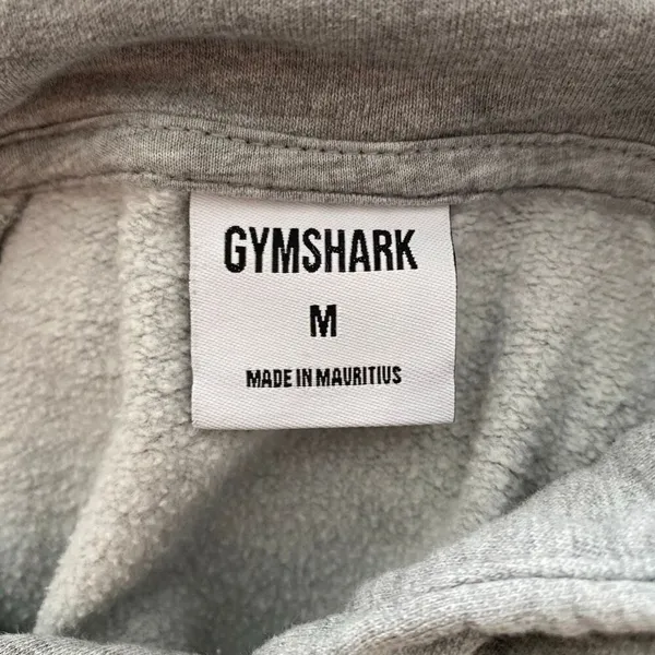 Gymshark Gray Fleece Lined Pullover Hoodie | Athletic Logo Sweatshirt Size M - Image 3