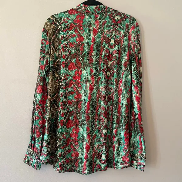 NWT Wrangler Pink Blue Deadstock Shimmer Snakeskin Button Down Women size Large - Image 7
