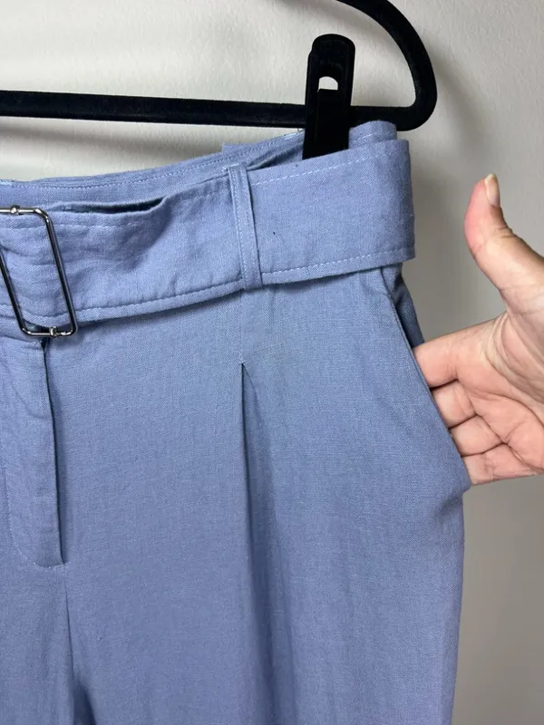 House of Harlow 1960 Wide Leg Pants Periwinkle Blue Belt Linen Resort Coastal 8 - Image 5