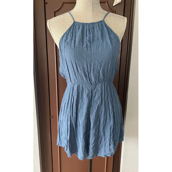 Free People (intimately) Liaisons Tie-Front Blue Romper - Image 5