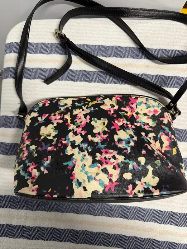 Kate Spade New York Floral Crossbody Bag Black Multi Satchel Purse - Image 3