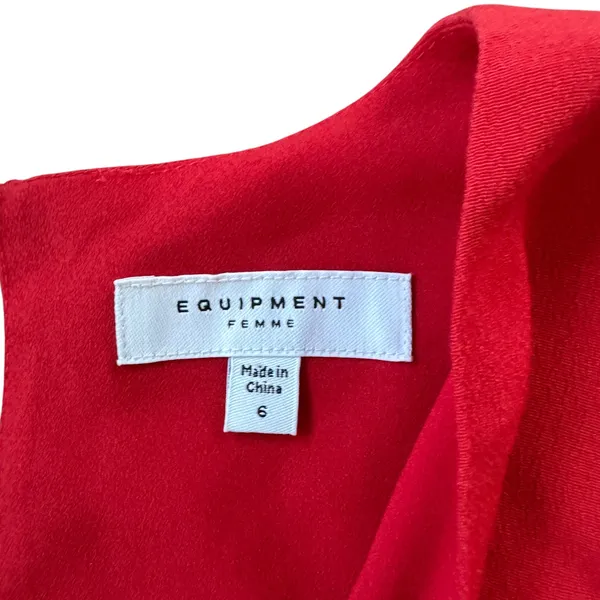 NEW Equipment Twist Front Midi Dress Red-Orange - Image 5