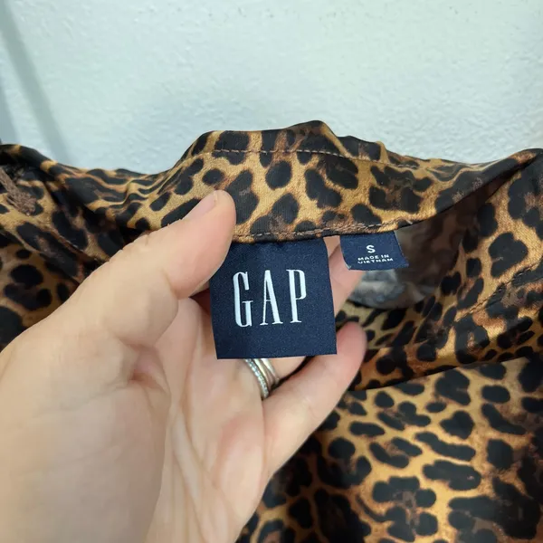 GAP Satin Cami Tank Top‎ Leopard Blouse Size Small - Image 7