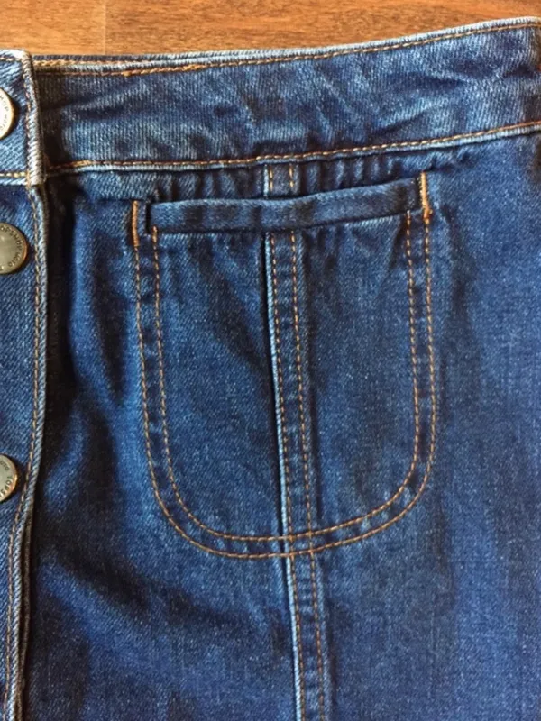 Topshop Moto Button Down Denim Skirt, Size 30W - Image 7