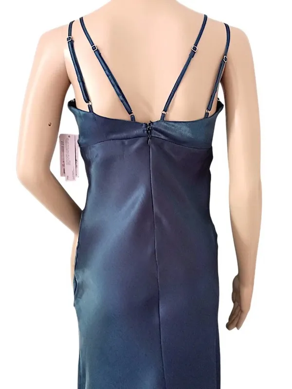 Wild Fable Iridescent Dress XS Satin Slip Midi Blue Y2K 90s Spaghetti Strap NWT - Image 5