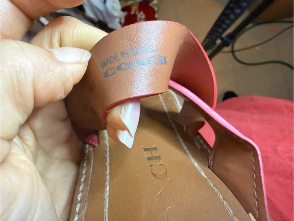 Coach Pink Leather Harlan Crossover Sandals - Image 8