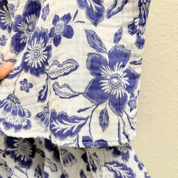 Anthropologie Floral Gauze Mini‎ Dress Size Large Tunic Coverup Gauzy Cotton - Image 7