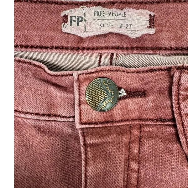 Free People Skinny Jeans‎ Womens 27 Mauve Pink Garment Dyed Stretch Ankle Jeans - Image 7