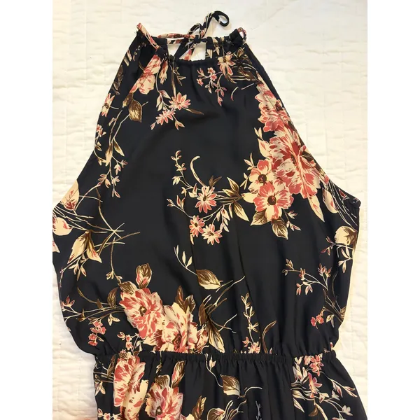 Lulus Feel the Music Midnight Blue Floral Print Halter Maxi Dress NWOT S - Image 8