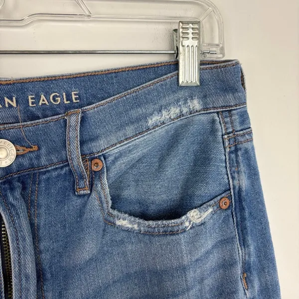 American Eagle Baggy Jean Medium Wash Denim Distressed Closet Basic Size 10 - Image 5