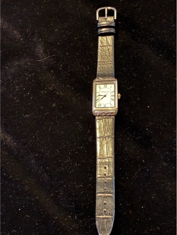 Coldwater Creek Women's Tank Watch Silver Tone Rectangular Roman Numeral Black - Image 3