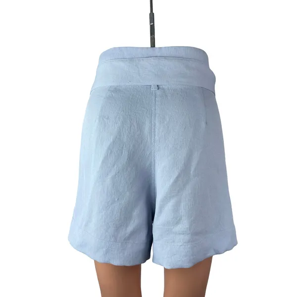 Aritzia Wilfred Women's Blue High Rise Belted Wide Leg Bermuda Paperbag Shorts 4 - Image 4