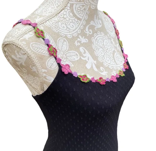 Whimsigoth Betsey Johnson Y2K Swiss Dot Slip Dress Pink Flowers NWT M - Image 6