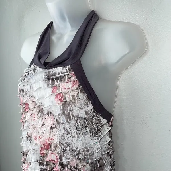 Studio Y Size Large Tiered Ruffle Halter Top Blouson Y2K Fairy Grunge Romantic - Image 2