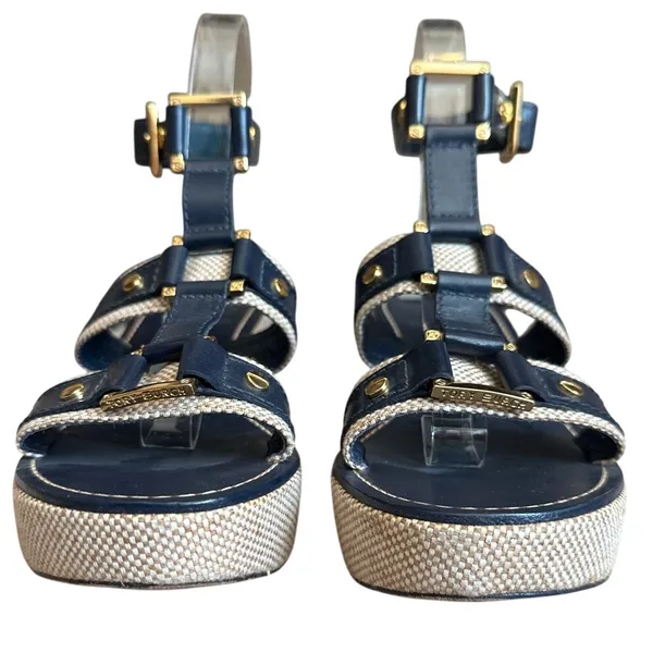 Tory Burch Navy Platform‎ Wedge Sandals 7 - Image 4