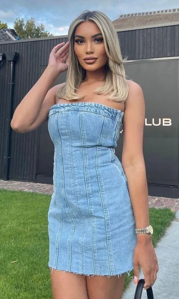 ZARA Mini Denim Dress Bandau Sleevless Blogger Casual Summer - Image 10
