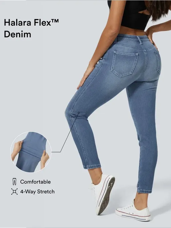 Halara Flex Mid Low Rise Zipper Pockets Casual Skinny Jeans | S - Image 2