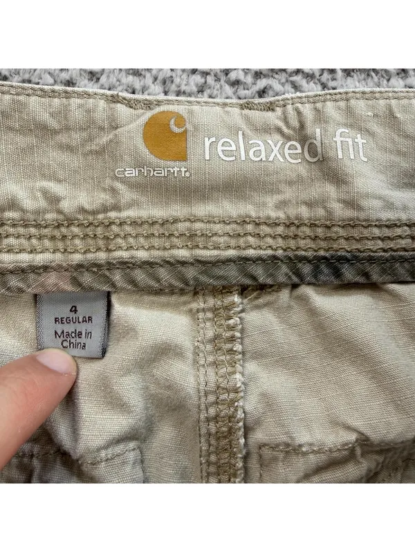 Carhartt Relaxed Fit Cargo Pants Womens 4 Regular Tan Workwear Utility Hiking - Image 5