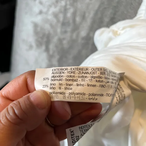 Zara Sz S Draped Linen Blend Dress in Oyster White‎ Women's New - Image 8