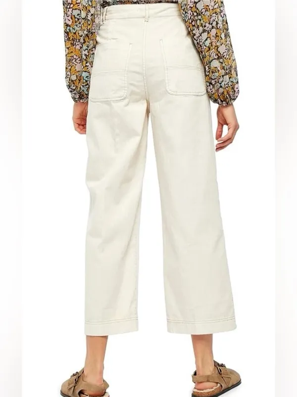 Free People Sunday Skies Wide Leg Pants in Cream Size 4 - Image 6