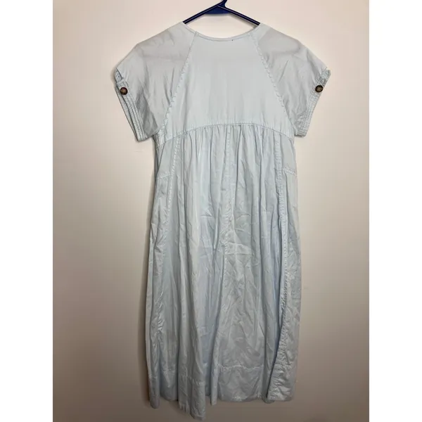 Isabel Marani Midi Dress Womens S Blue Excellent Cotton Button Front Pockets - Image 5