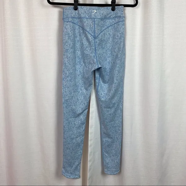 Gymshark Malibu Blue Fleur Texture Leggings Sz.M - Image 7