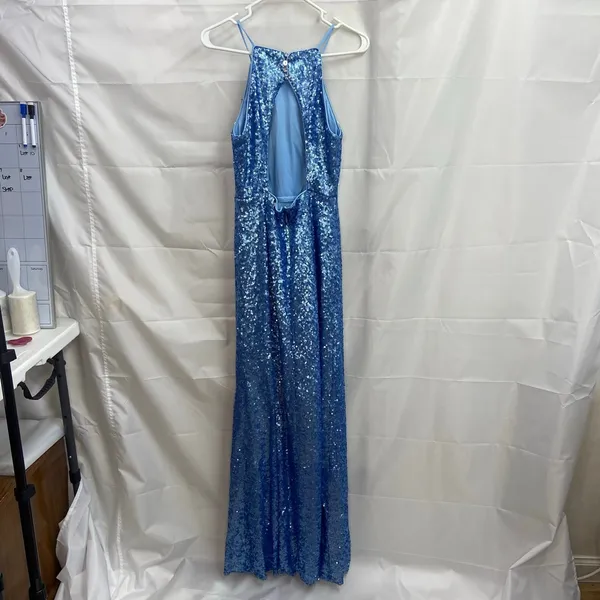 Azazie women's baby blue sequin high neck jeweled‎ maxi formal gown prom dress 6 - Image 7
