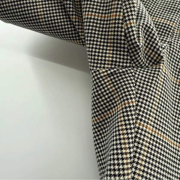 H&M Dress Pants Women's Size 8 Houndstooth Plaid‎ Mid Rise Black Gray White Tan - Image 7