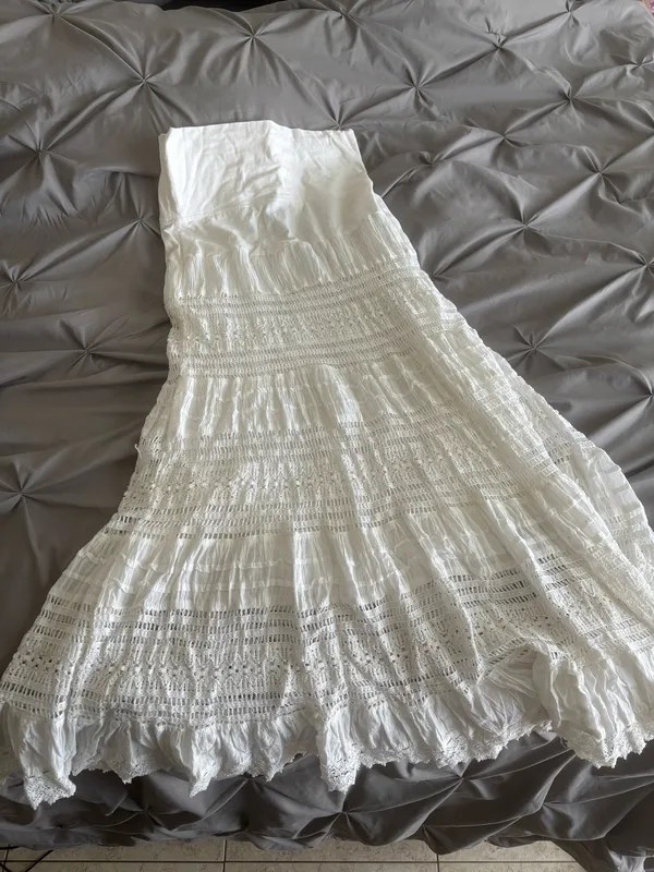 Free People White Crochet Lace Tiered Maxi Skirt - Image 2