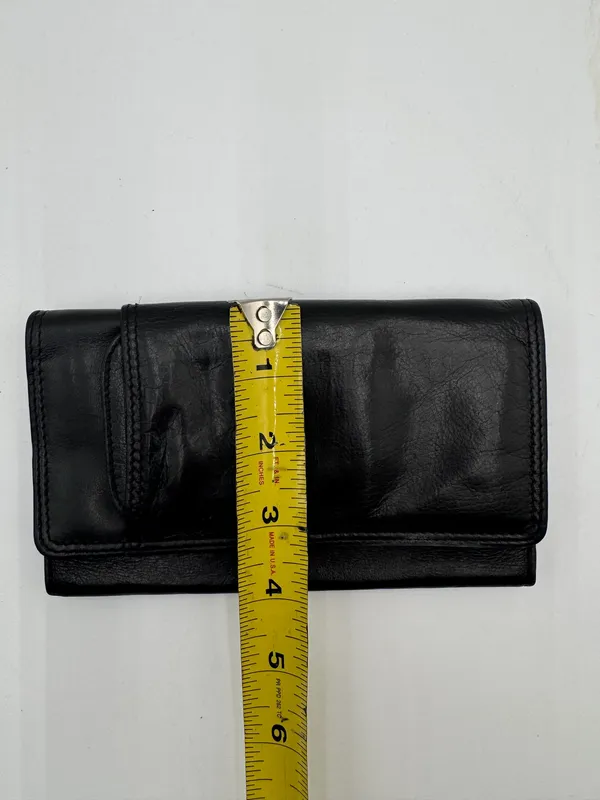 Vintage Rolfs Genuine Leather Checkbook Wallet Black Trifold Organizer USA - Image 6