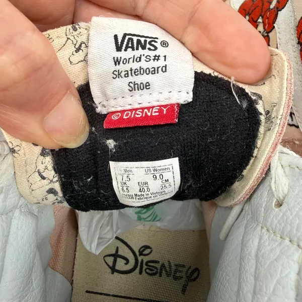 Vans‎ x Disney Sk8-Hi Mickey Minnie Mouse Pink Suede Floral Sneakers Womens 9 - Image 7