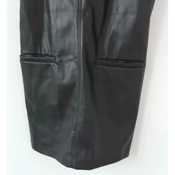 Abercrombie & Fitch Women's Black Faux Leather Sleeveless Shift Mini Dress Sz XS - Image 6
